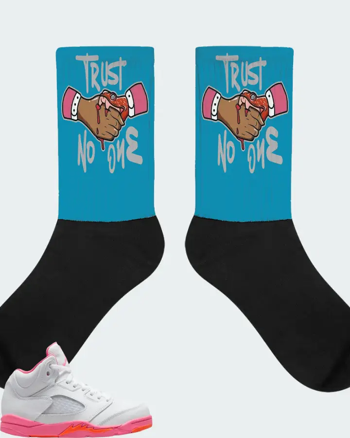 Jordan 5 Retro Sneaker Matching Aqua Socks - Trust No One