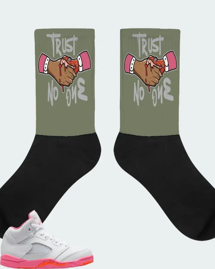 Jordan 5 Retro Sneaker Matching Olive Socks - Trust No One