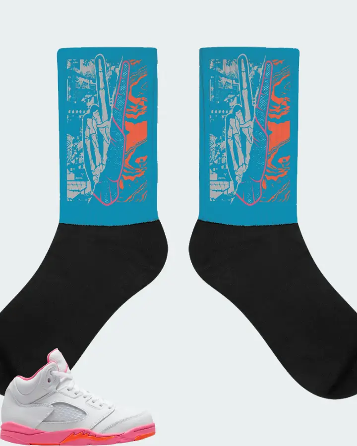 Jordan 5 Retro Sneaker Matching Aqua Socks - Peace of mind