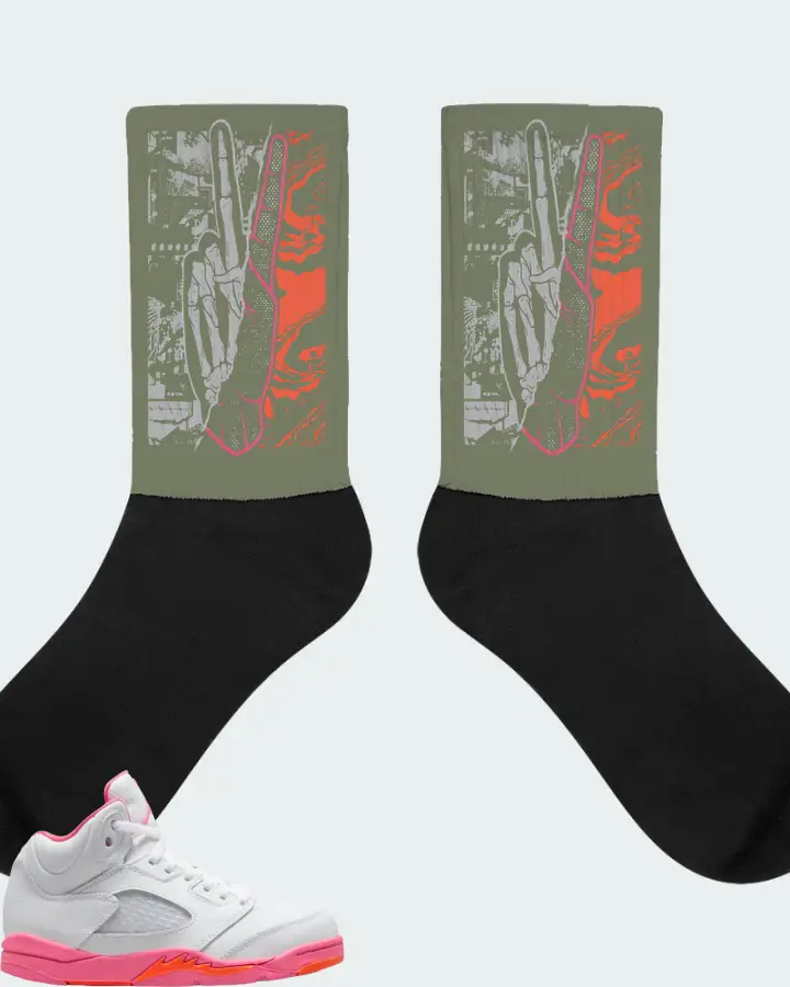 Jordan 5 Retro Sneaker Matching Olive Socks - Peace of mind