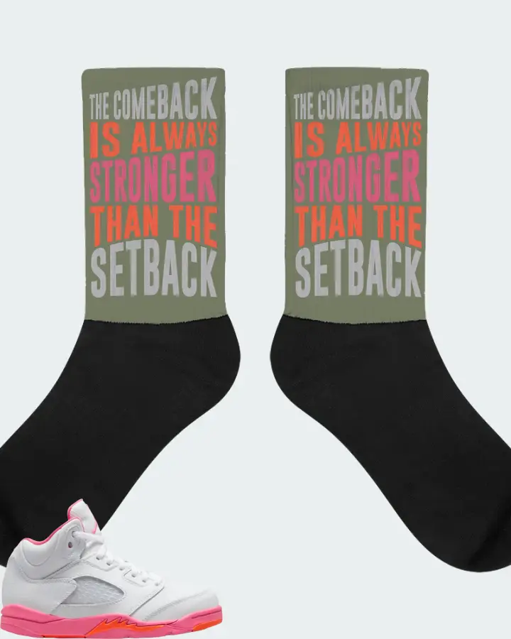Jordan 5 Retro Sneaker Matching Olive Socks - The Comeback