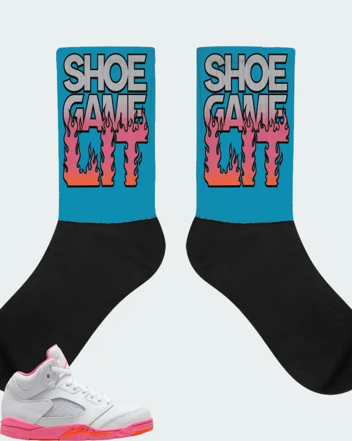 Jordan 5 Retro Sneaker Matching Aqua Socks - Shoe Game Lit Refreshed