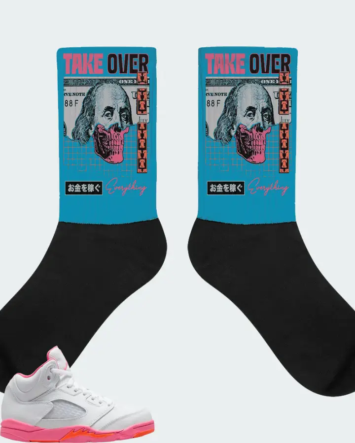 Jordan 5 Retro Sneaker Matching Aqua Socks - Take Over