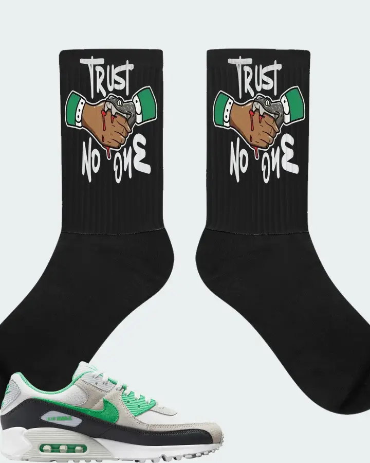 Nike Air Max 90  Spring Green White Black   Sneaker Matching Black Socks - Trust No One