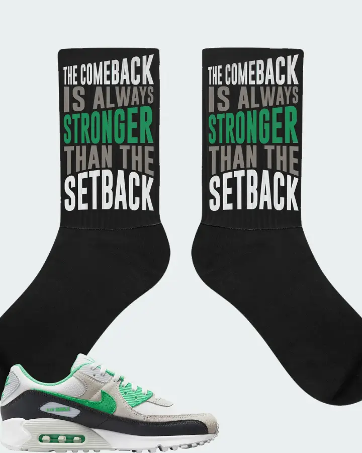 Nike Air Max 90  Spring Green White Black   Sneaker Matching Black Socks - The Comeback