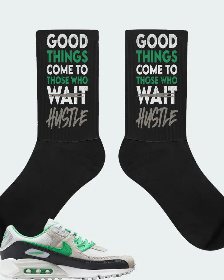 Nike Air Max 90  Spring Green White Black   Sneaker Matching Black Socks - Good Things Come