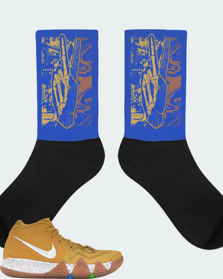 Nike Kyrie 4 Sneaker Matching Royal Blue Socks - Peace of mind