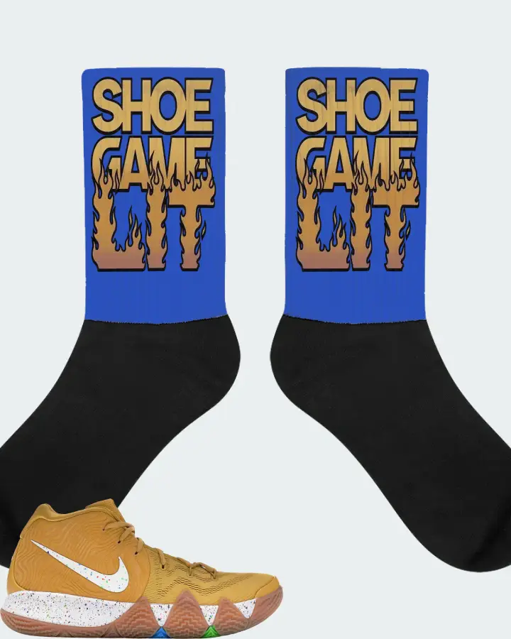 Nike Kyrie 4 Sneaker Matching Royal Blue Socks - Shoe Game Lit Refreshed