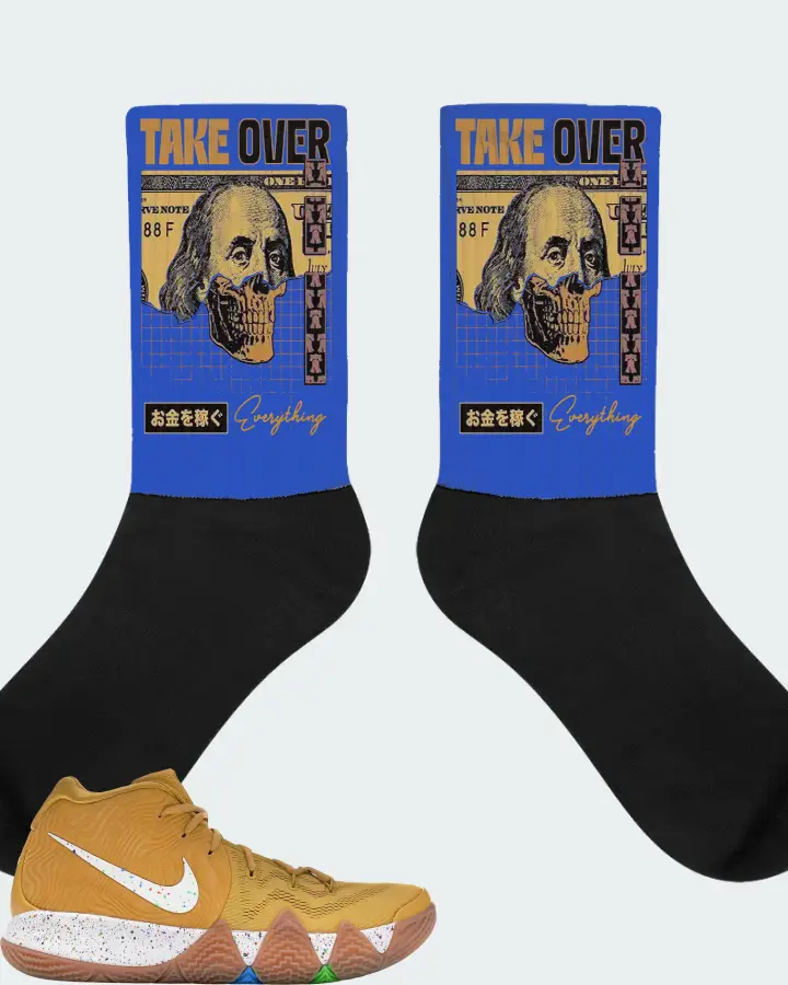 Nike Kyrie 4 Sneaker Matching Royal Blue Socks - Take Over
