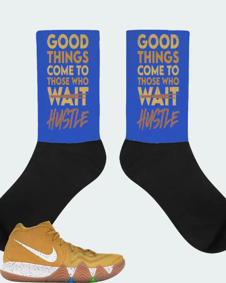 Nike Kyrie 4 Sneaker Matching Royal Blue Socks - Good Things Come