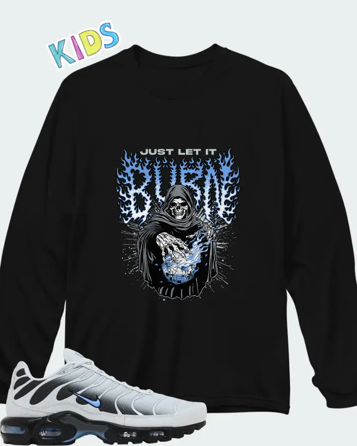 Nike Air Max Plus 'Pure Platinum University Blue Matching Kid's Long Sleeve T-Shirt