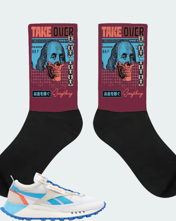 Reebok Classic Leather Legacy Sneaker Matching Maroon Socks - Take Over