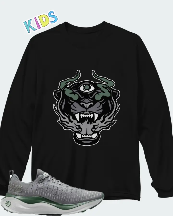 Nike InfinityRN 4 Cool Grey Gorge Green Matching Kid's Long Sleeve T-Shirt