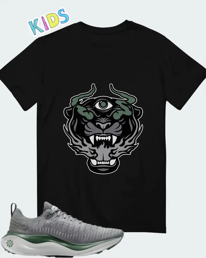 Nike InfinityRN 4 Cool Grey Gorge Green Matching Kid's T-Shirt