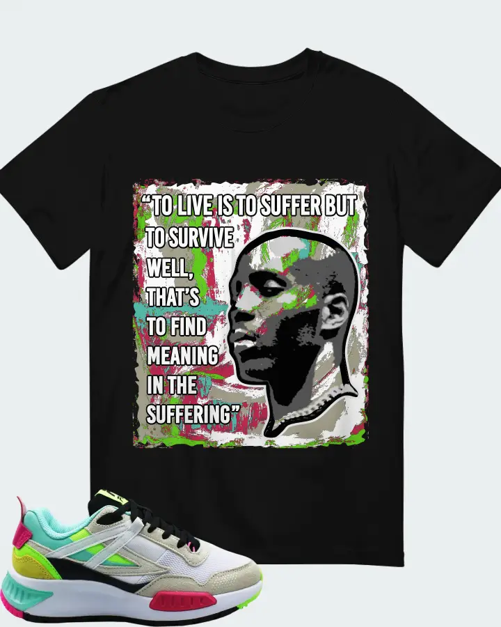 Fila Setona Viz  Leather Mesh Cross  Sneaker Matching Black T-Shirt - DMX Suffer Quote