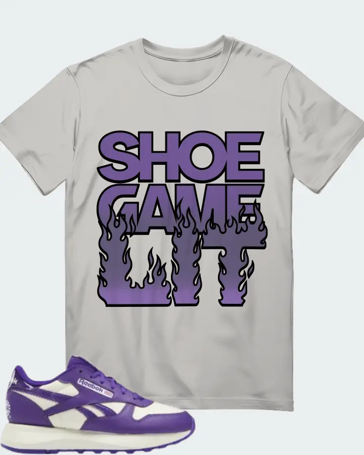 Reebok Classic Leather SP Purple Emperor  Sneaker Matching Grey T-Shirt - Shoe Game Lit Refreshed