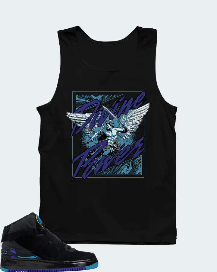 Jordan AJF 8 Sneaker Matching Black Tank Top (Divine Power) - View 1