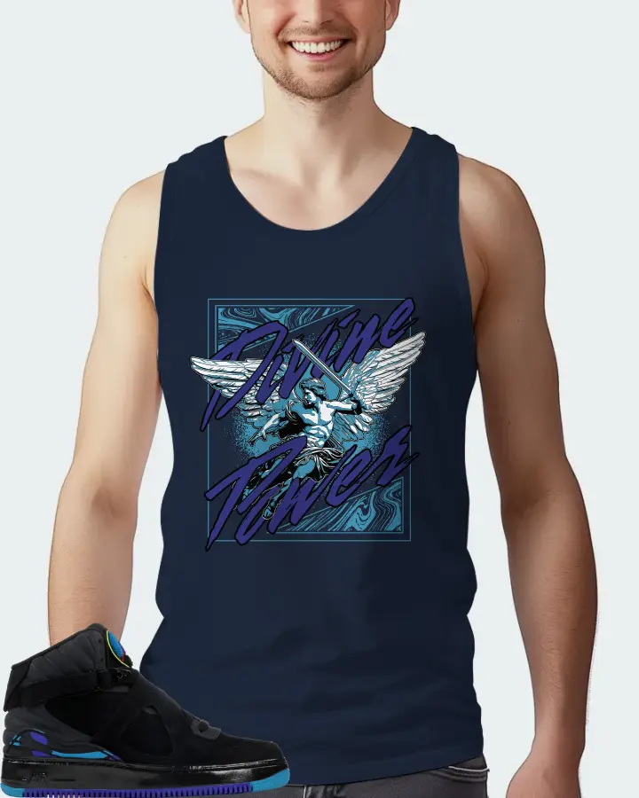 Jordan AJF 8 Sneaker Matching Navy Tank Top (Divine Power) - View 4