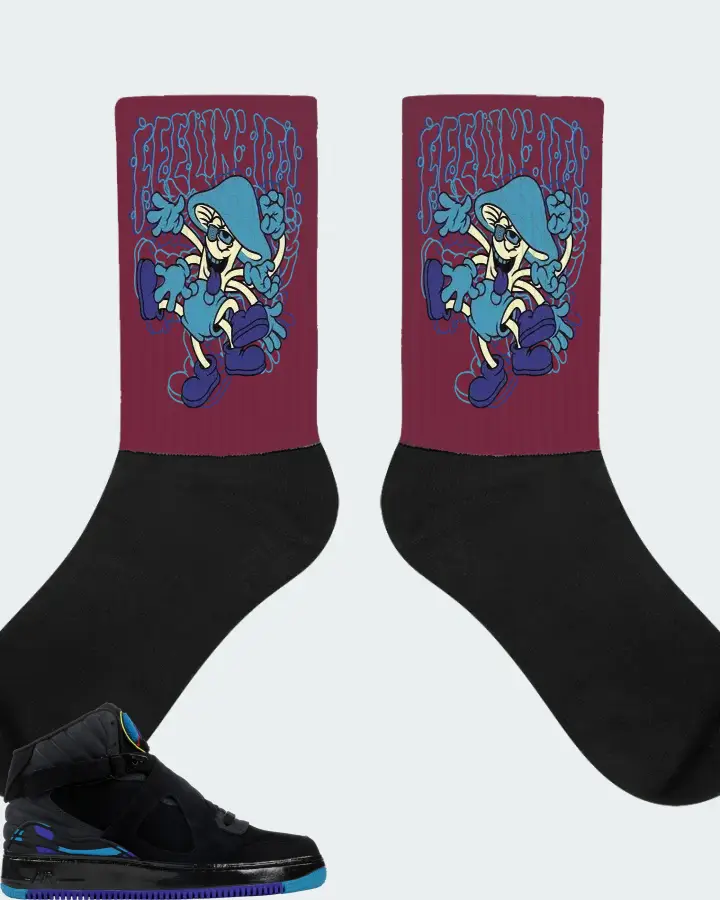 Jordan AJF 8 Sneaker Matching Maroon Socks (Feeling It) - View 1