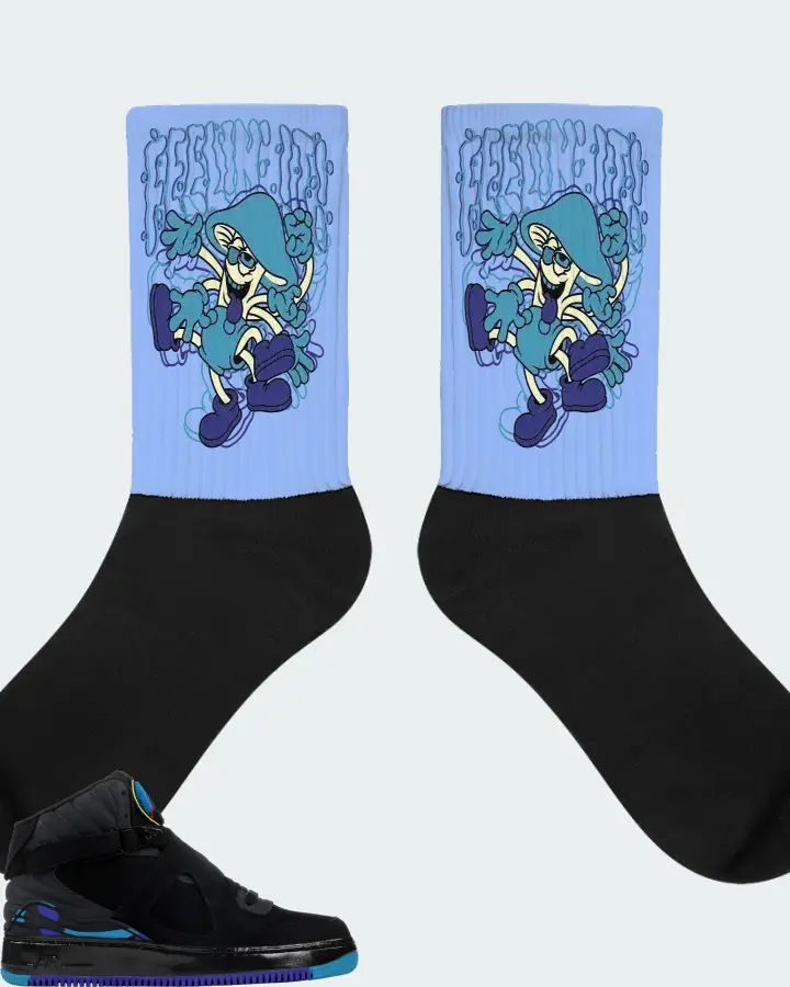 Jordan AJF 8 Sneaker Matching Carolina Blue Socks (Feeling It) - View 1