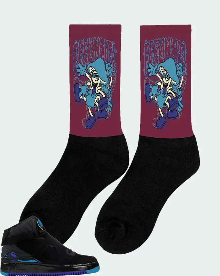 Jordan AJF 8 Sneaker Matching Maroon Socks (Feeling It) - View 3