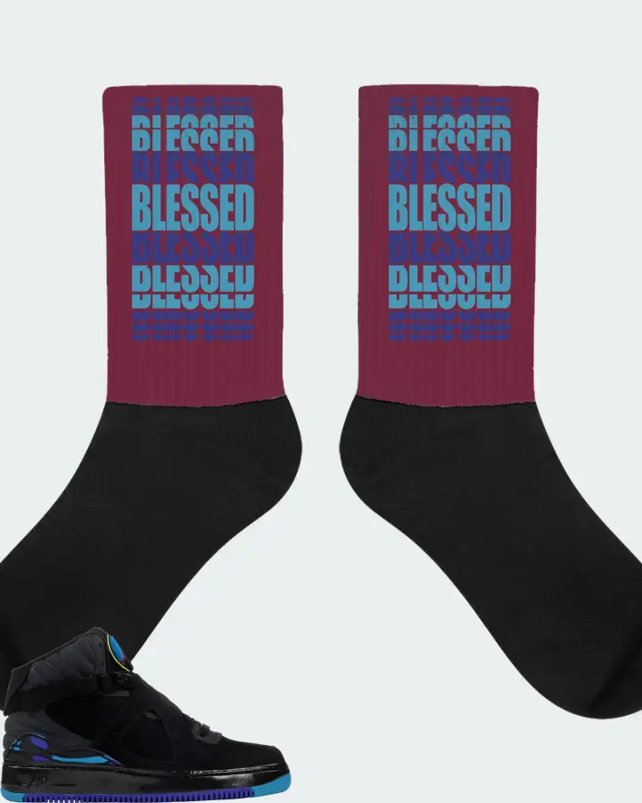 Jordan AJF 8 Sneaker Matching Maroon Socks - BLESSED Many Times