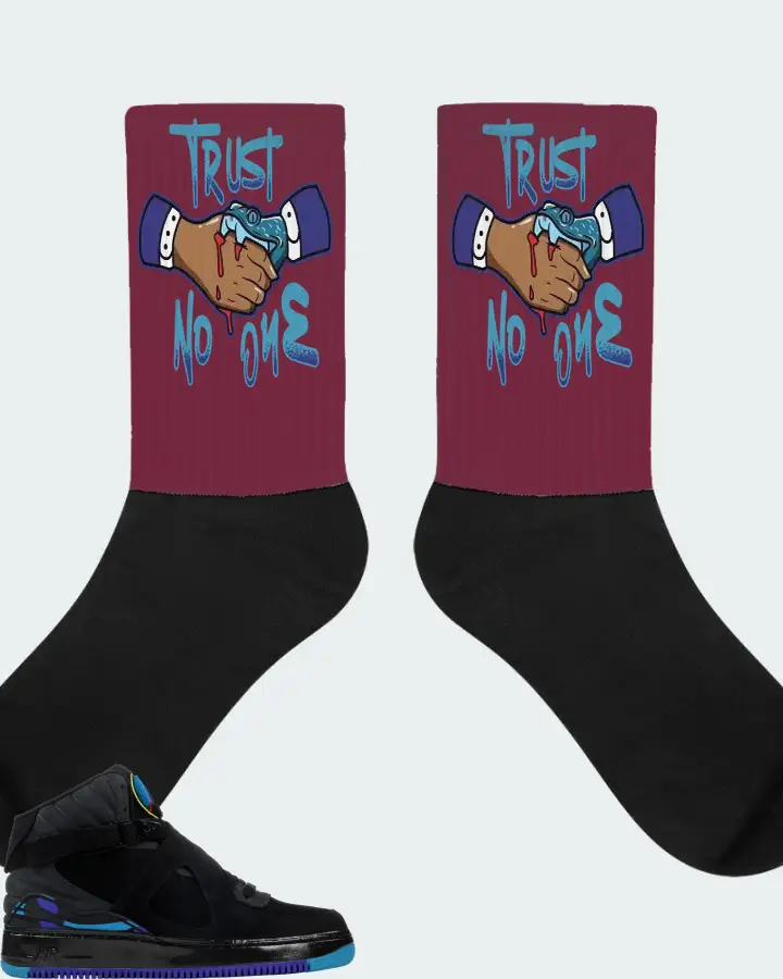 Jordan AJF 8 Sneaker Matching Maroon Socks - Trust No One