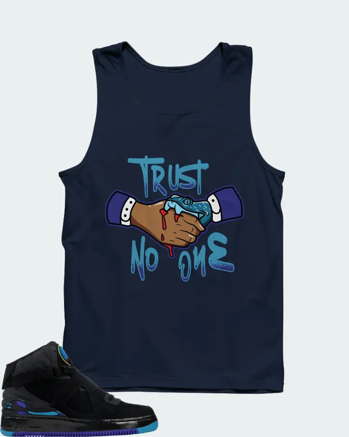 Jordan AJF 8 Sneaker Matching Navy Tank Top (Trust No One) - View 1