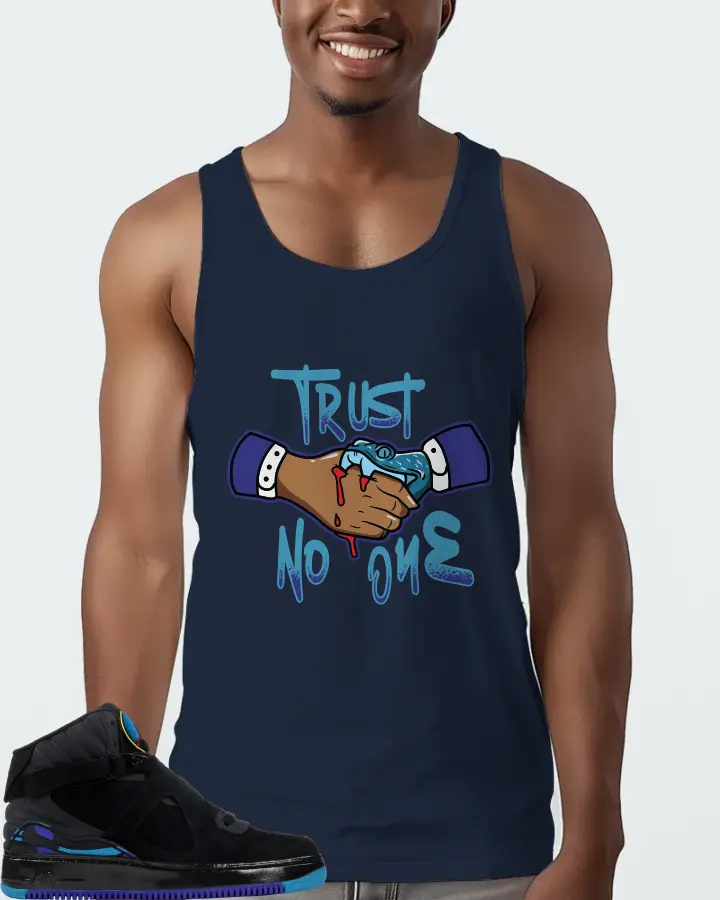 Jordan AJF 8 Sneaker Matching Navy Tank Top (Trust No One) - View 2