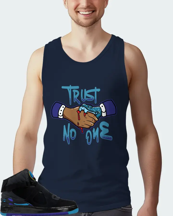Jordan AJF 8 Sneaker Matching Navy Tank Top (Trust No One) - View 4