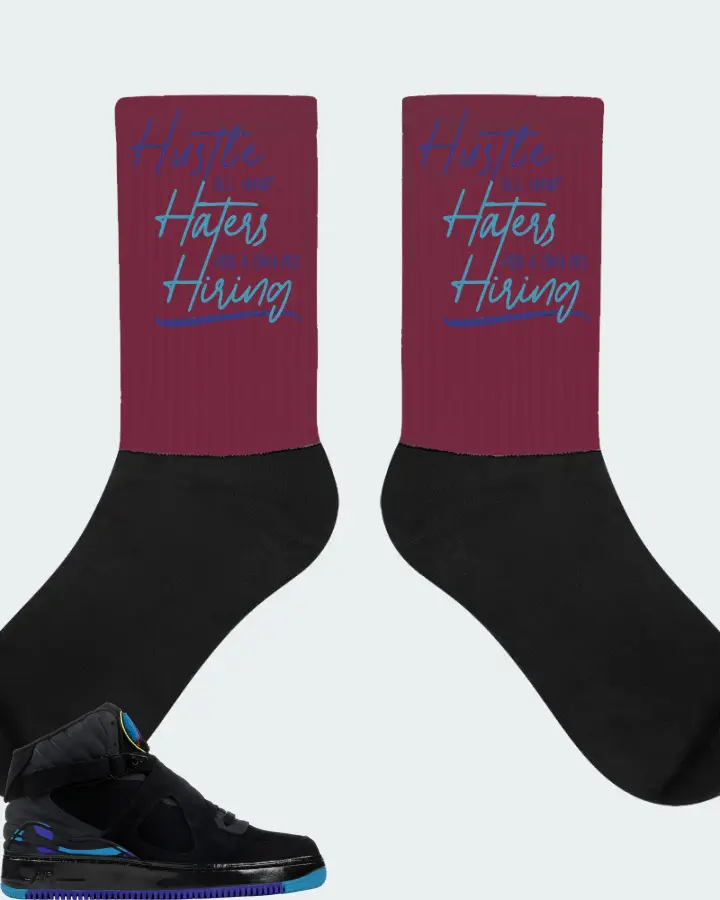 Jordan AJF 8 Sneaker Matching Maroon Socks - HUSTLE TILL YOUR HATERS ASK