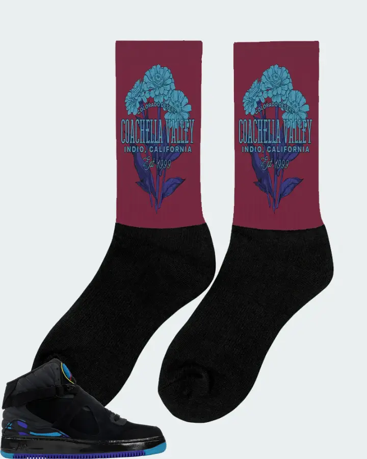 Jordan AJF 8 Sneaker Matching Maroon Socks (Coachella Valley) - View 3