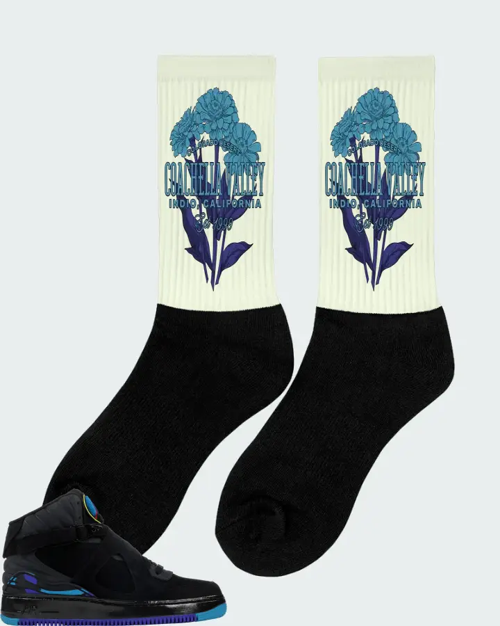 Jordan AJF 8 Sneaker Matching Citron Socks (Coachella Valley) - View 3