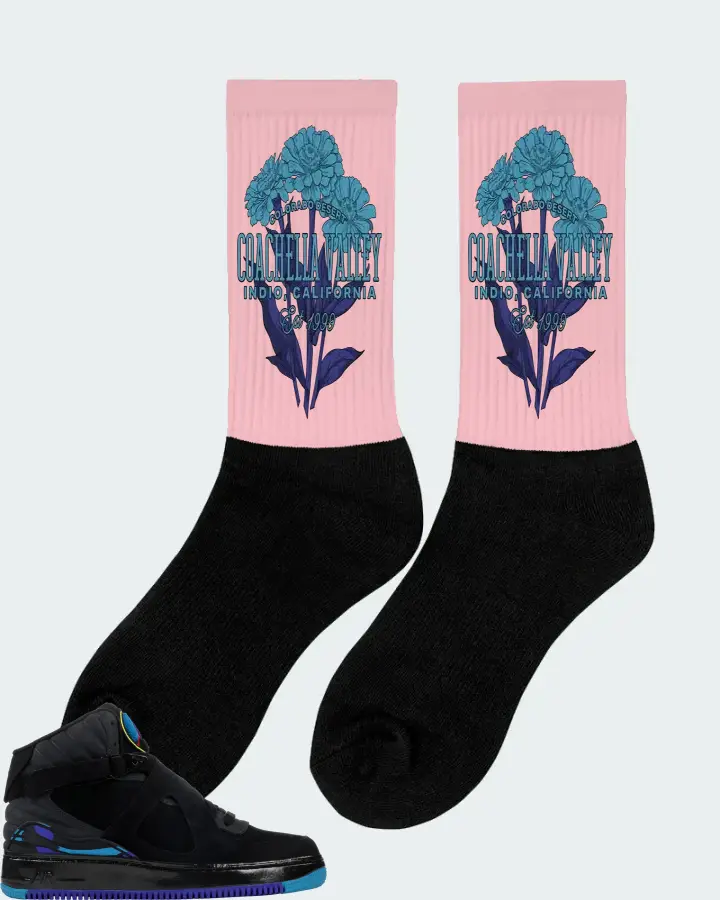 Jordan AJF 8 Sneaker Matching Pink Socks (Coachella Valley) - View 3
