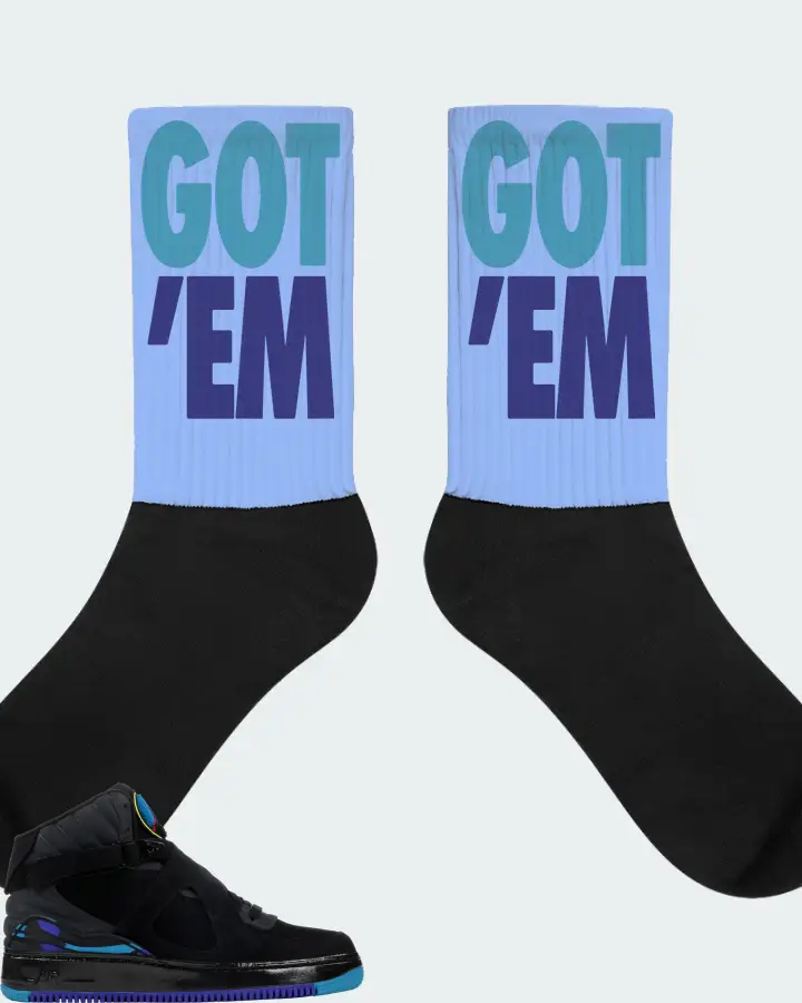 Jordan AJF 8 Sneaker Matching Carolina Blue Socks - Got Em