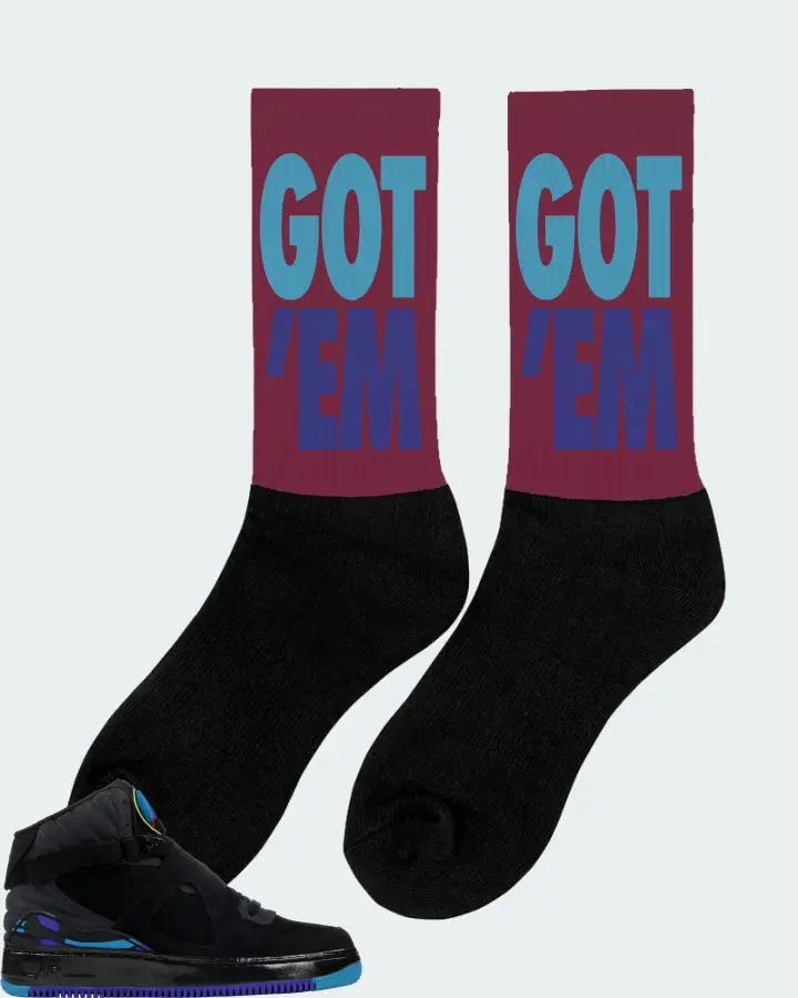 Jordan AJF 8 Sneaker Matching Maroon Socks (Got Em) - View 3