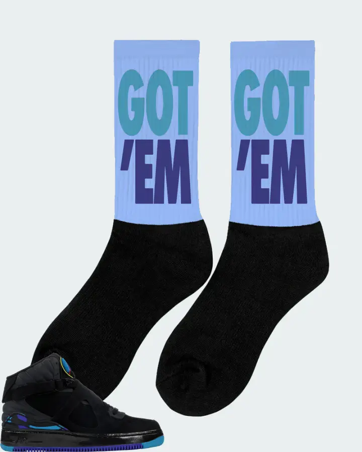 Jordan AJF 8 Sneaker Matching Carolina Blue Socks (Got Em) - View 3