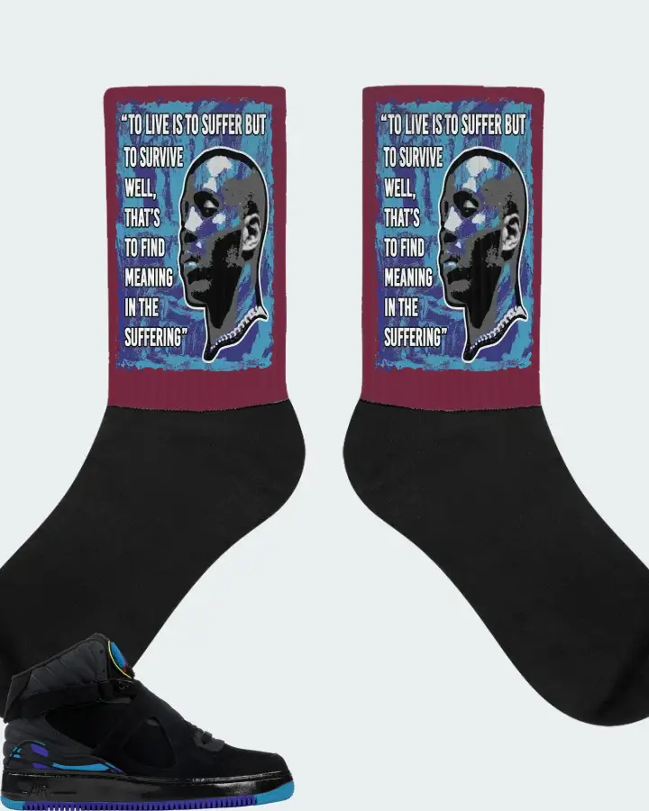 Jordan AJF 8 Sneaker Matching Maroon Socks - DMX Suffer Quote