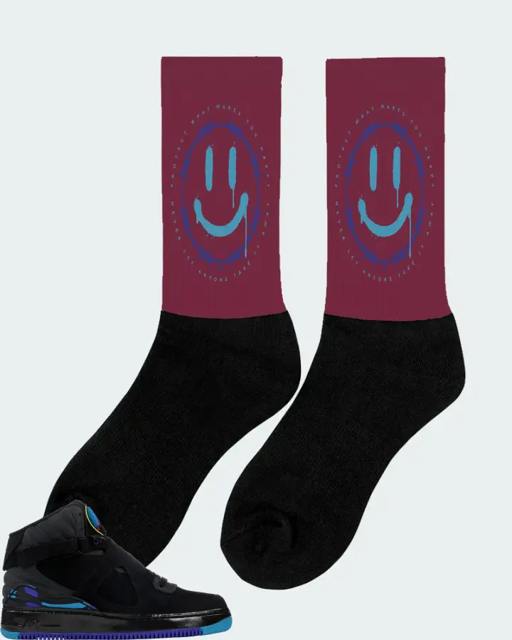 Jordan AJF 8 Sneaker Matching Maroon Socks (PROTECT) - View 3