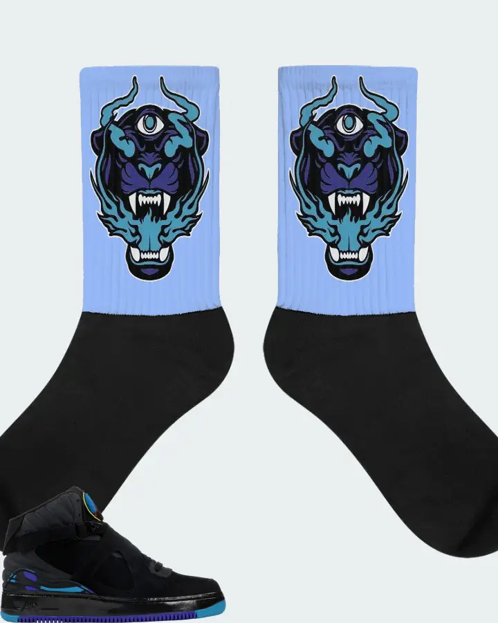 Jordan AJF 8 Sneaker Matching Carolina Blue Socks (The Beast) - View 1
