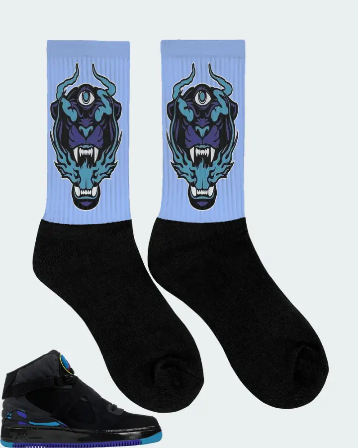 Jordan AJF 8 Sneaker Matching Carolina Blue Socks (The Beast) - View 2