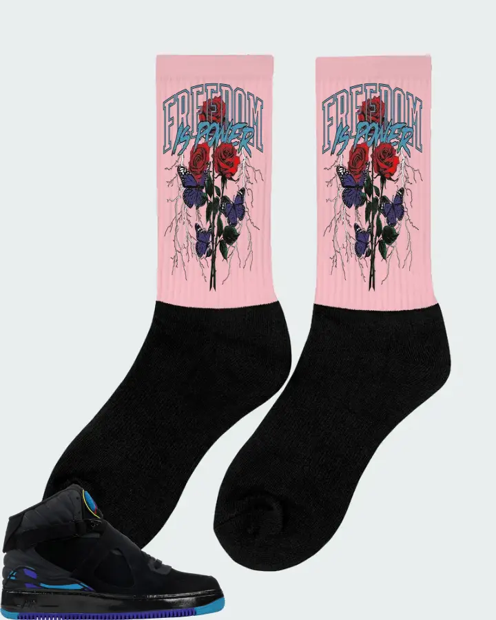 Jordan AJF 8 Sneaker Matching Pink Socks (Freedom Is Power) - View 3