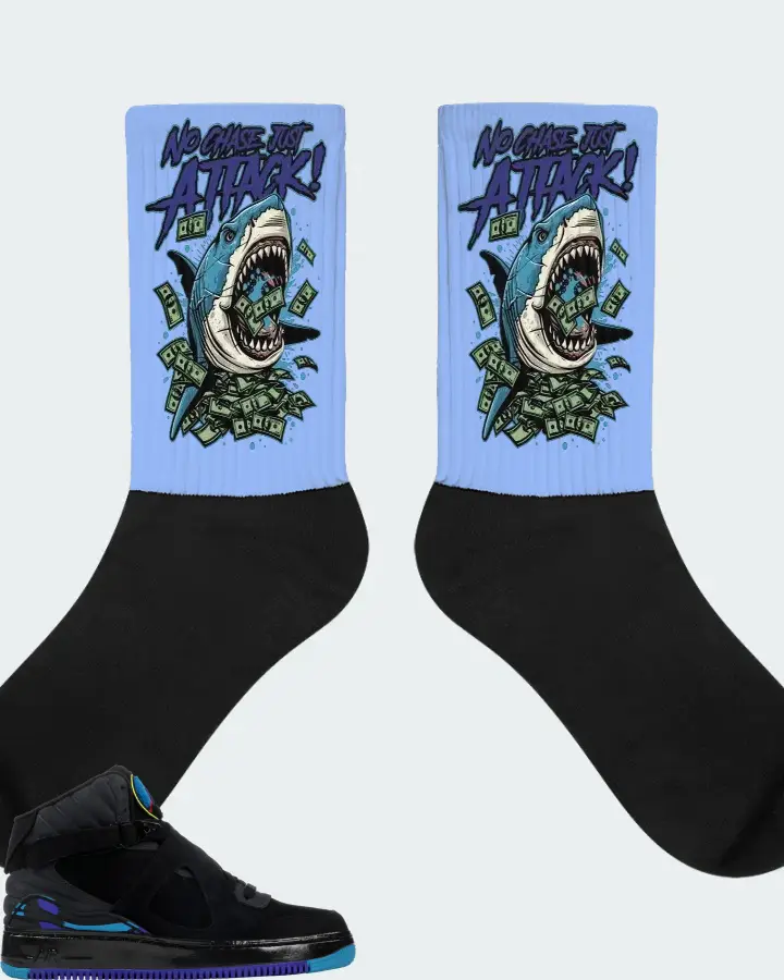 Jordan AJF 8 Sneaker Matching Carolina Blue Socks (No Chase, Just Attack) - View 1