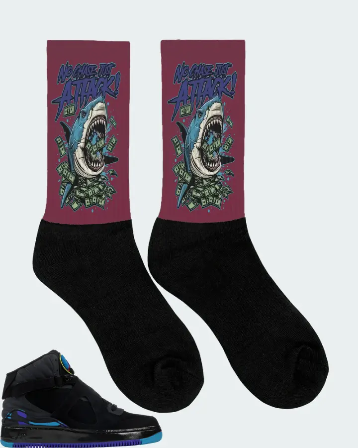 Jordan AJF 8 Sneaker Matching Maroon Socks (No Chase, Just Attack) - View 2