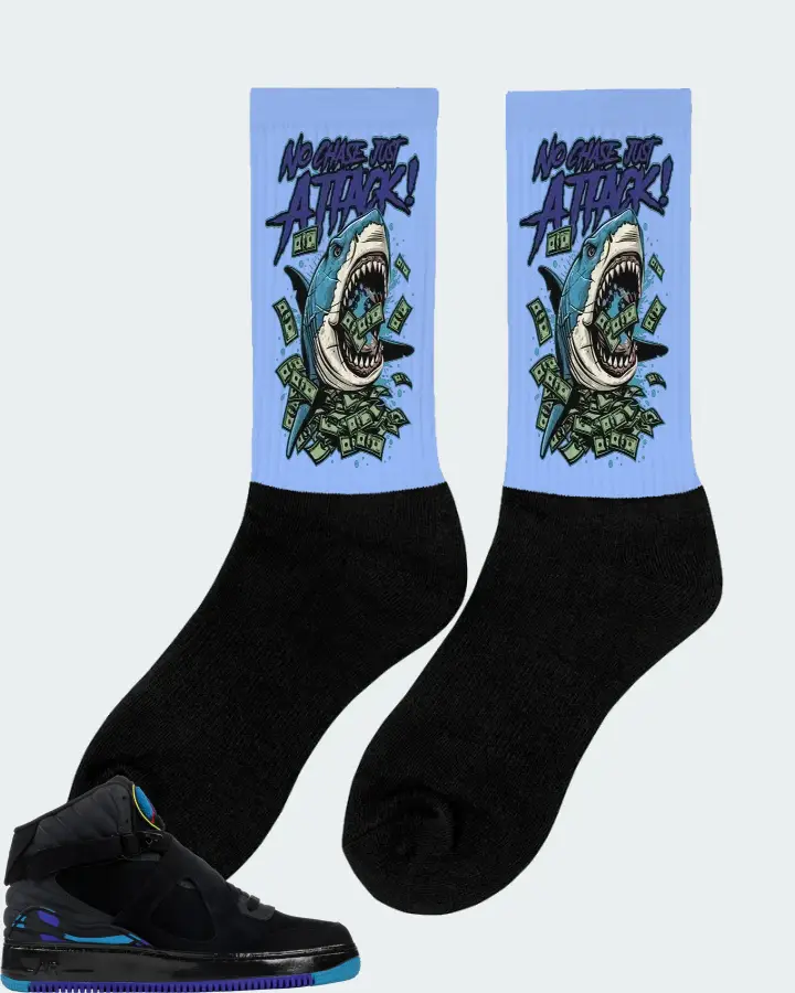Jordan AJF 8 Sneaker Matching Carolina Blue Socks (No Chase, Just Attack) - View 3