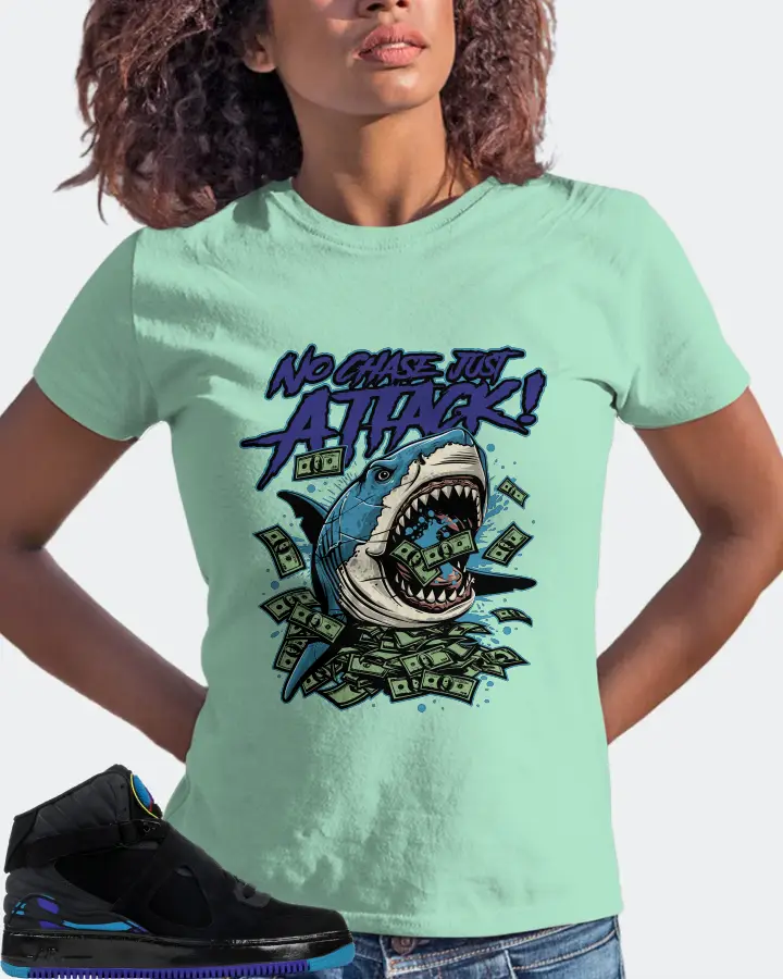 Jordan AJF 8 Sneaker Matching Mint T-Shirt (No Chase, Just Attack) - View 3