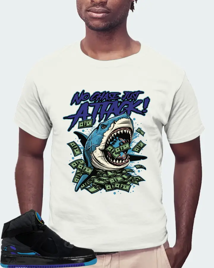 Jordan AJF 8 Sneaker Matching Ash T-Shirt (No Chase, Just Attack) - View 4