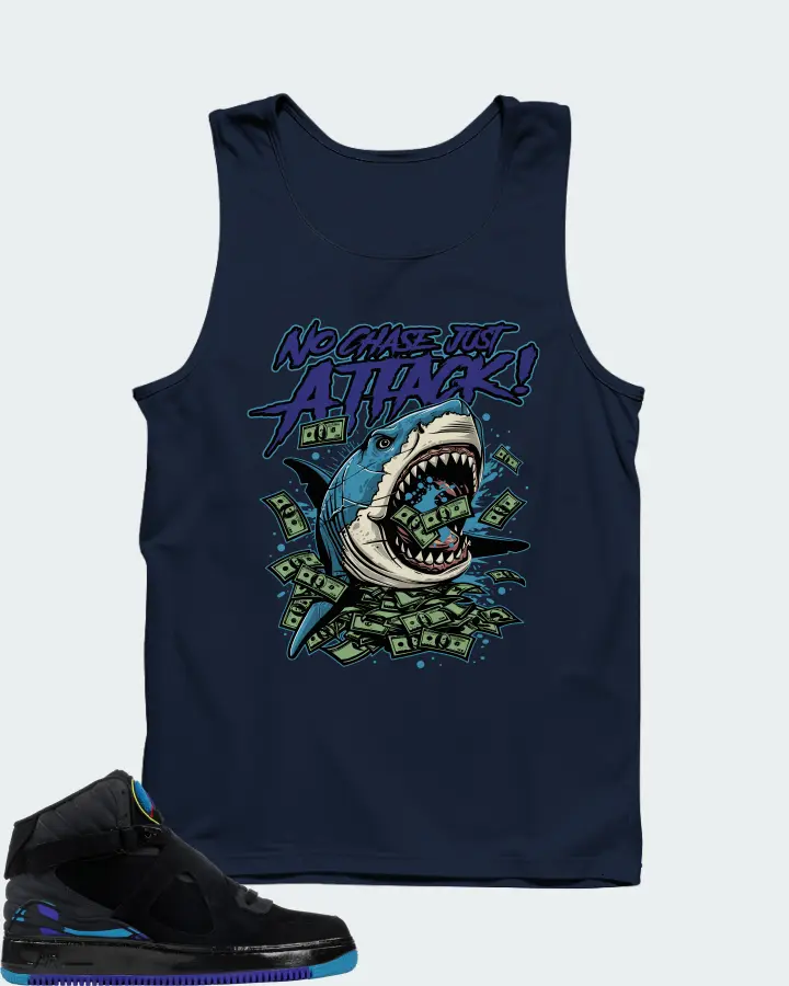 Jordan AJF 8 Sneaker Matching Navy Tank Top (No Chase, Just Attack) - View 1