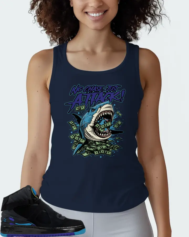 Jordan AJF 8 Sneaker Matching Navy Tank Top (No Chase, Just Attack) - View 3