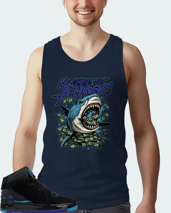 Jordan AJF 8 Sneaker Matching Navy Tank Top (No Chase, Just Attack) - View 4